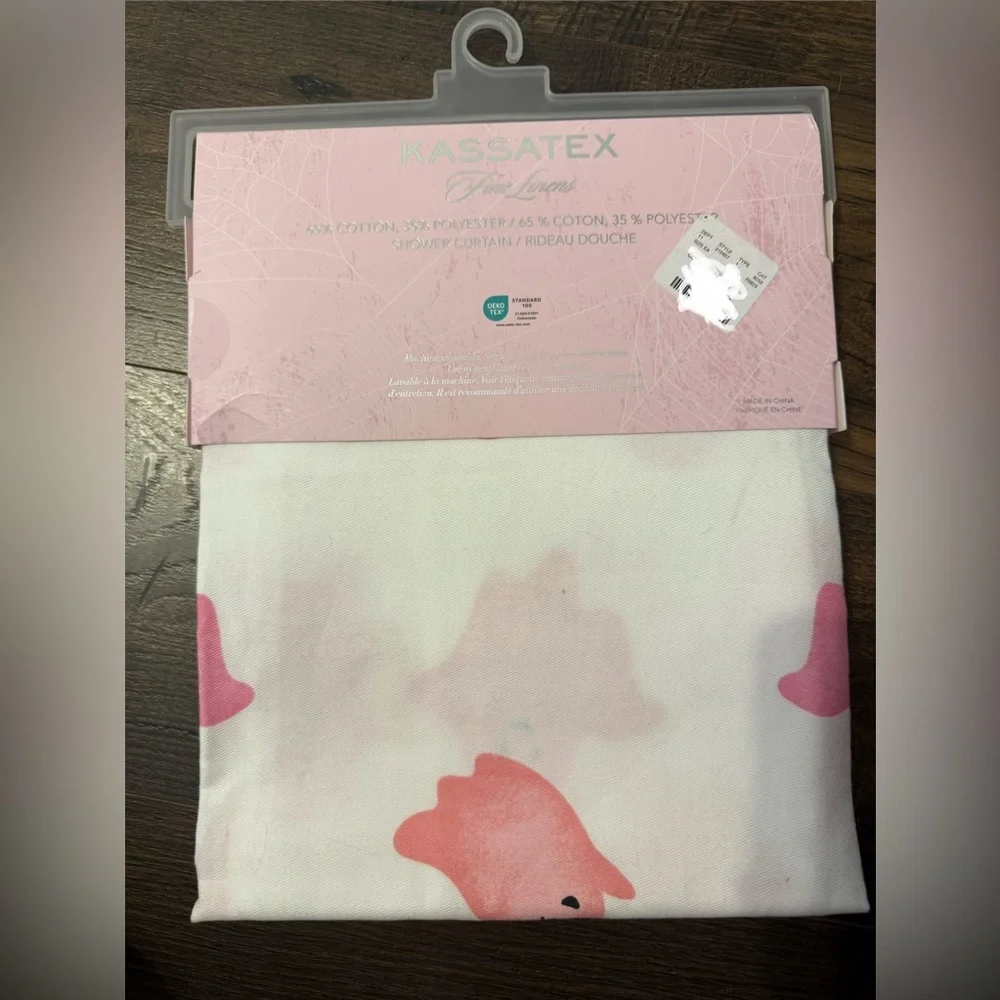 Kassatex Shower Curtain Pink Ghosts 72”x72”